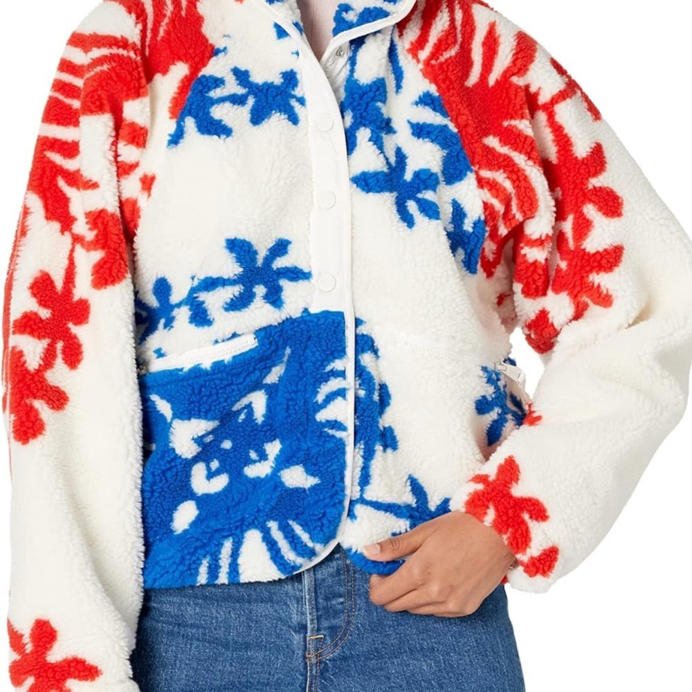 FP Movement by Free People Red and Blue Teddy Jacket